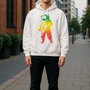 Space Astronaut Man on the Moon Rasta Sweatshirt Hoodie Size 3X